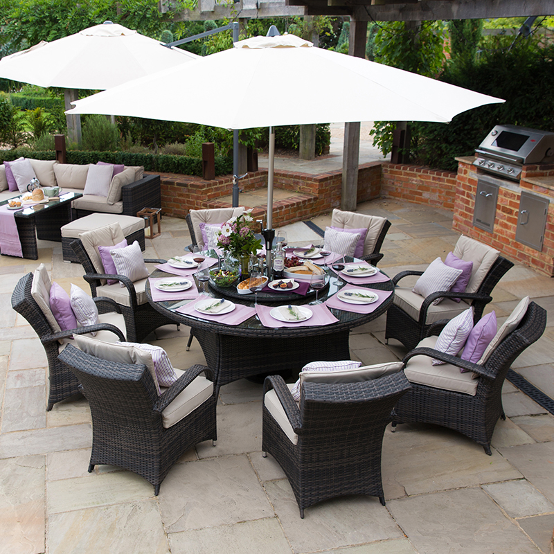 8 Seat Garden Furniture, 8 Seater Round Garden Dining Table And Chairs Set