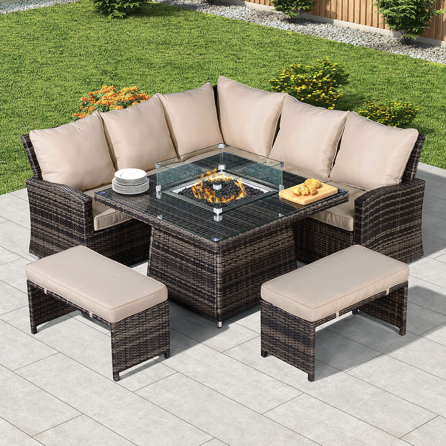 Nova Compact Cambridge Fireglow, Outdoor Garden Furniture With Gas Fire Pit Philippines