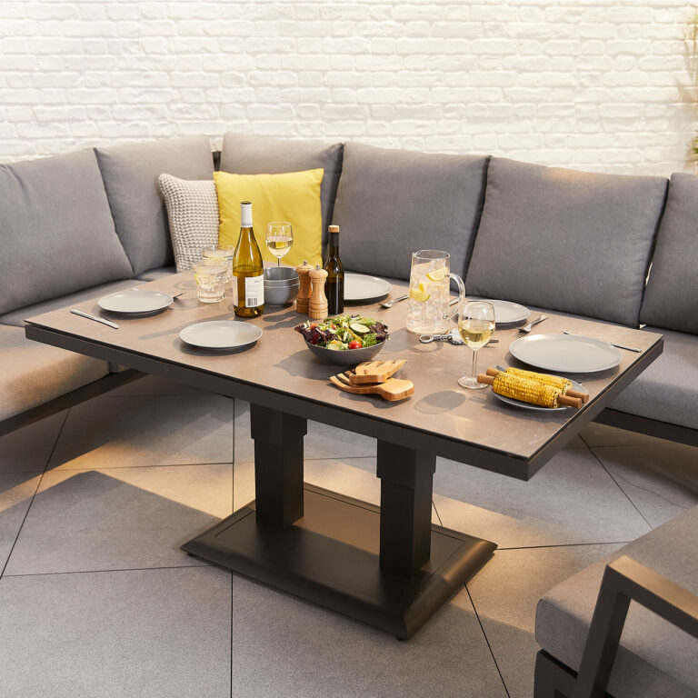 Vogue Aluminium Casual Dining Corner Sofa Set with Rising Table